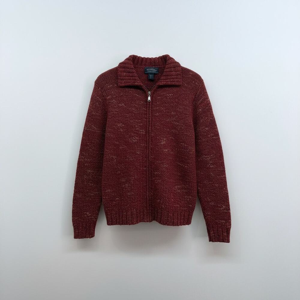Vintage Y2K 2000s Sonoma Zip Up Knit Cardigan Sweater Small Red/Maroon